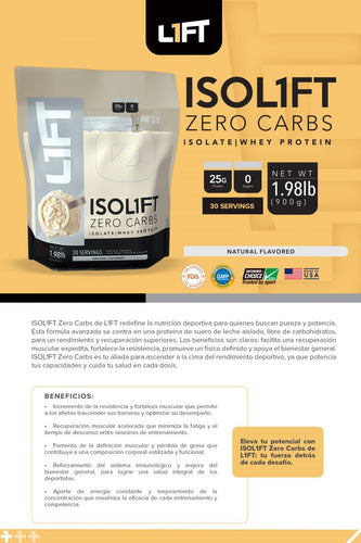 ISOL1FT ZERO CARBS  30 SERV NATURAL FLAVORED